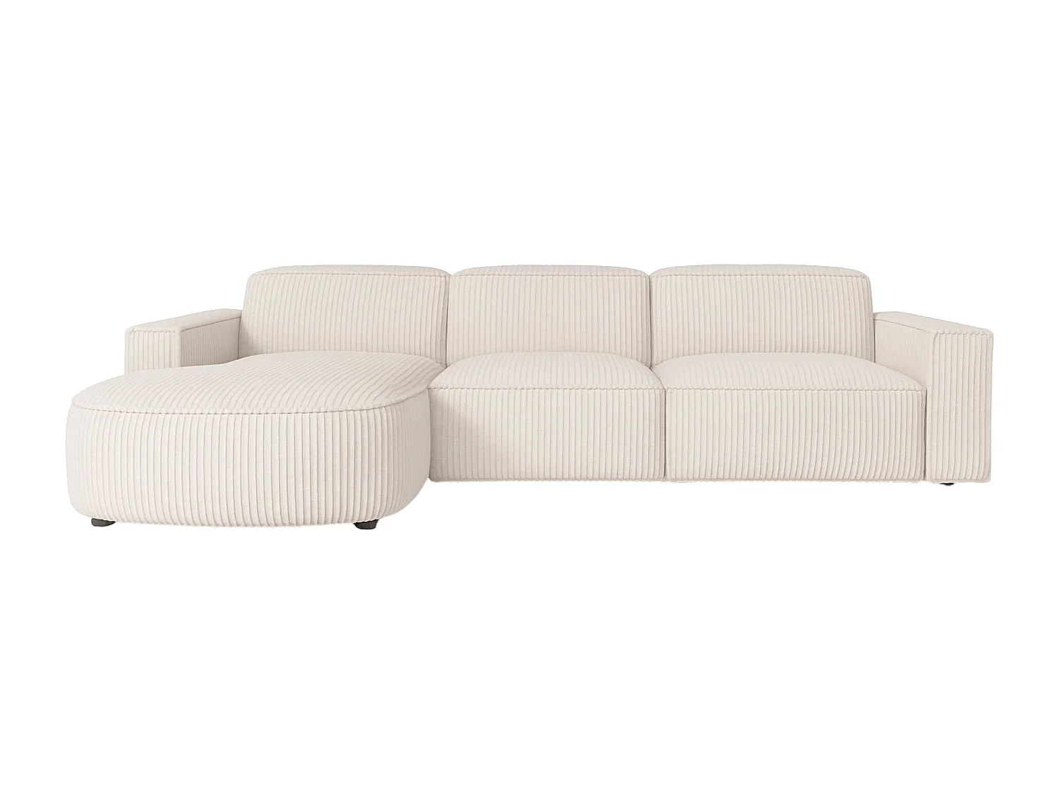 Canapé d'angle en L Round Cursal, tissu Poso, beige, gauche