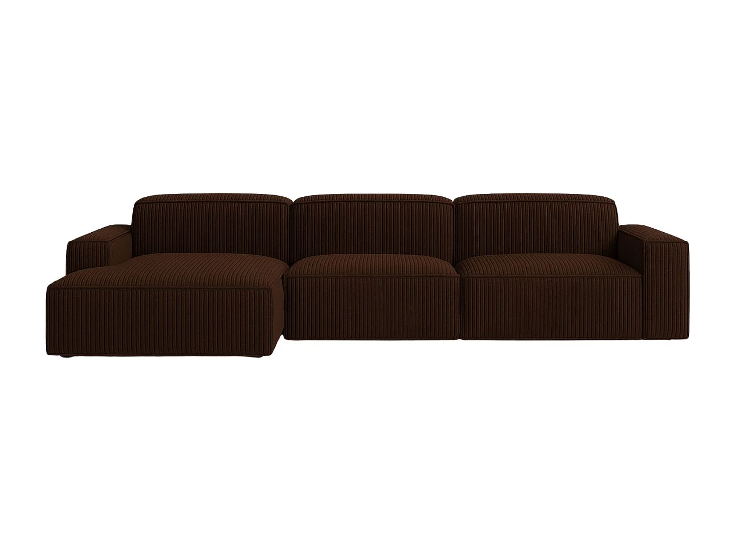 Canapé d'angle en L Cursal, tissu Poso, marron, gauche