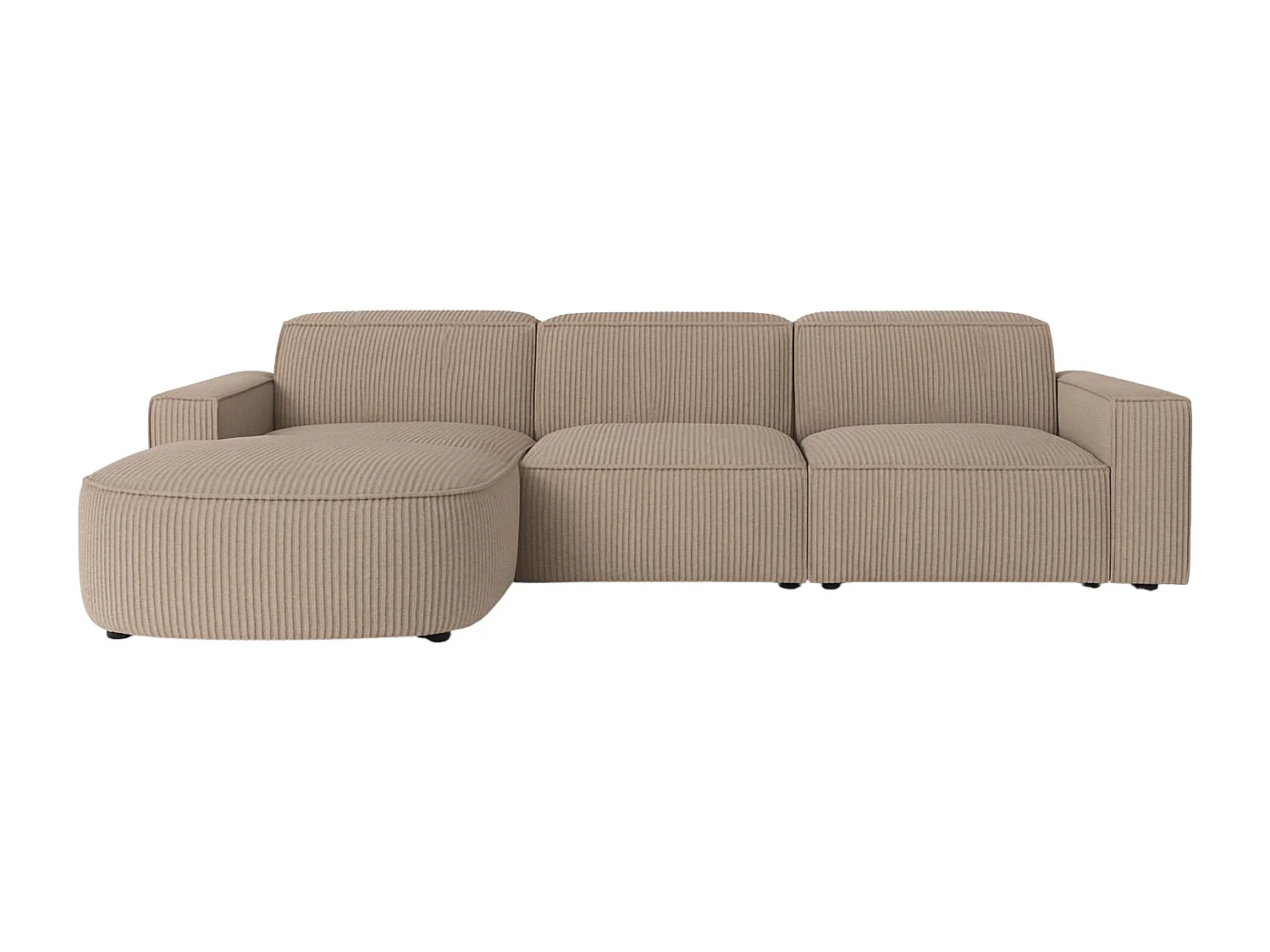 Canapé d'angle en L Round Cursal, tissu Poso, beige foncé, gauche