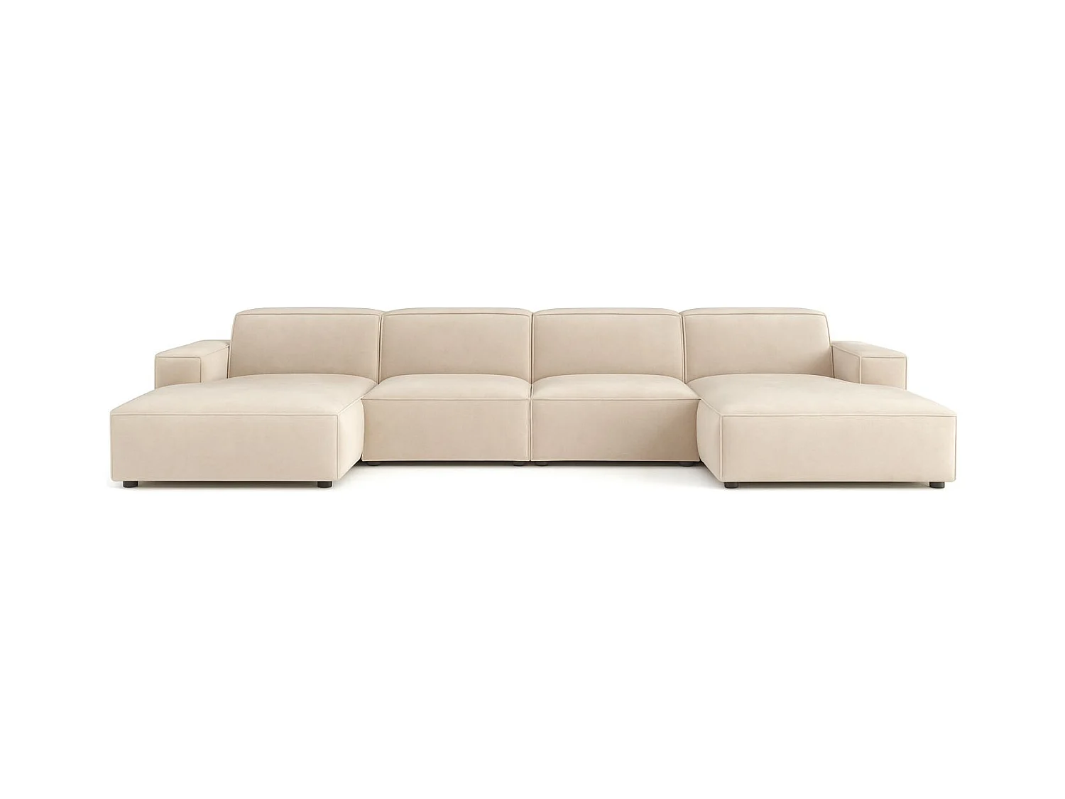 Ecksofa U-Form Cursal, Stoff Salvador, Beige