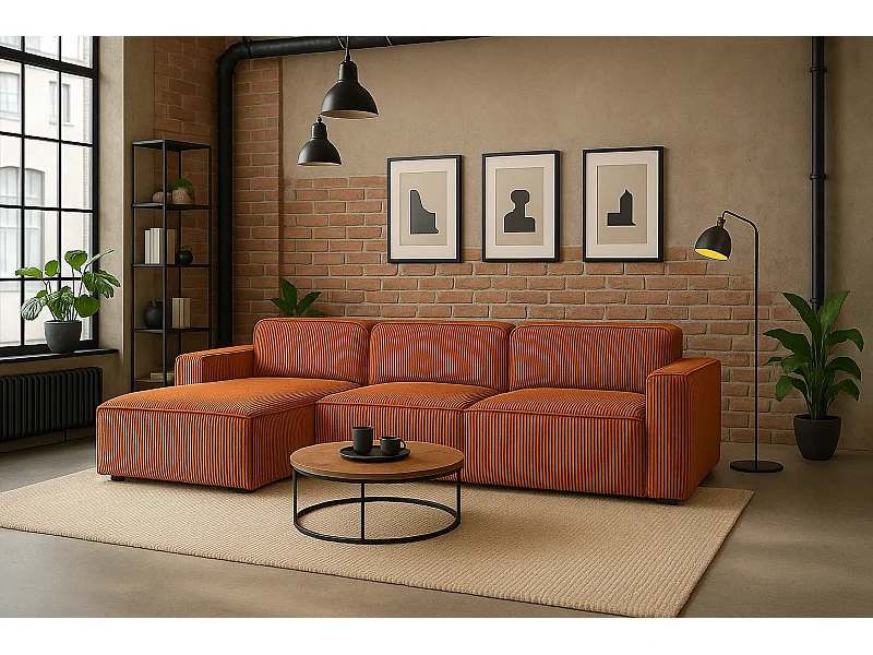 Ecksofa L-Form Cursal, Stoff Poso, Kupfer, Links