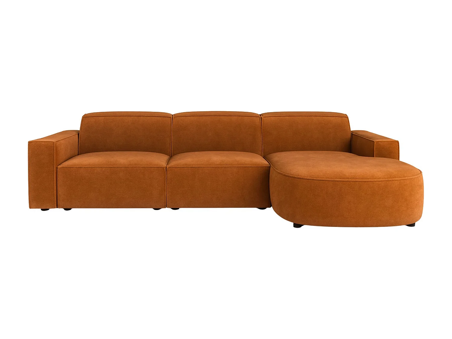 Canapé d'angle en L Round Cursal, tissu Salvador, marron, droit