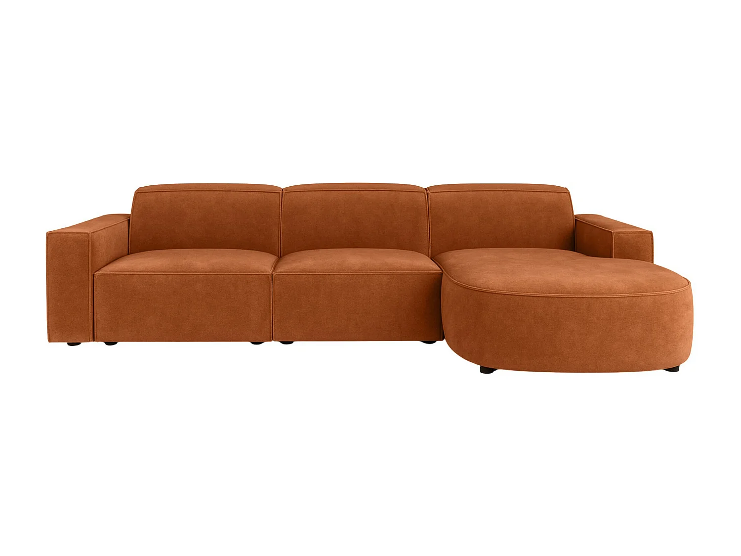 Hoekbank L-vormig Rond Cursal, stof Salvador, bruin, rechts