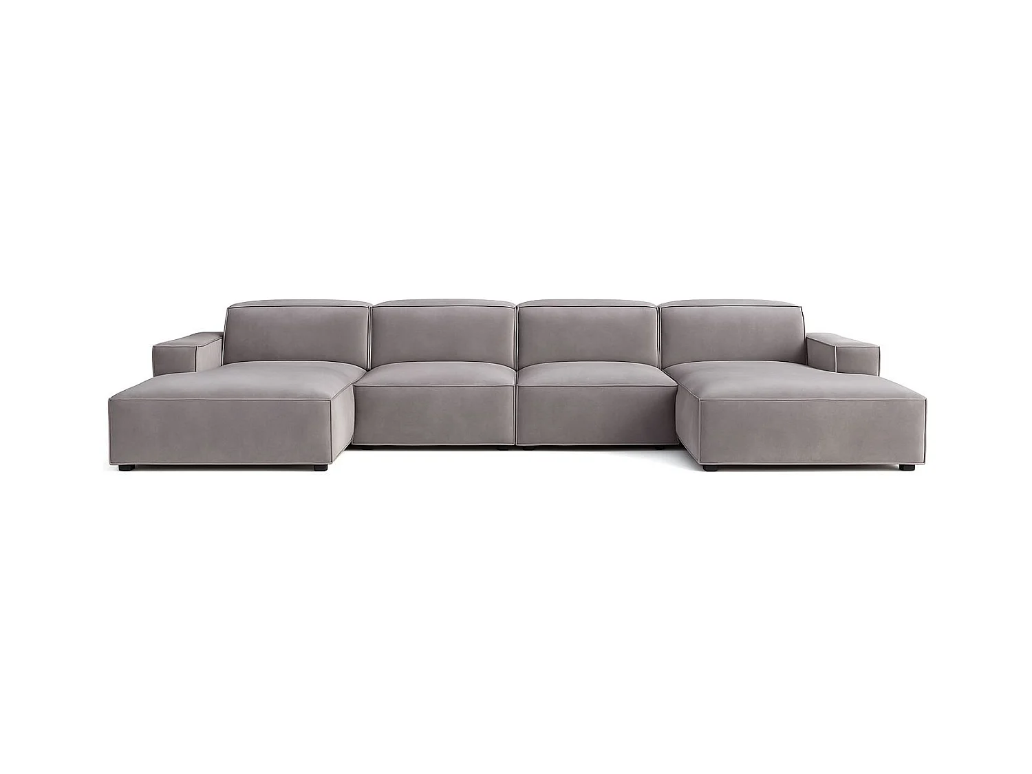 Ecksofa U-Form Cursal, Stoff Salvador, Grau