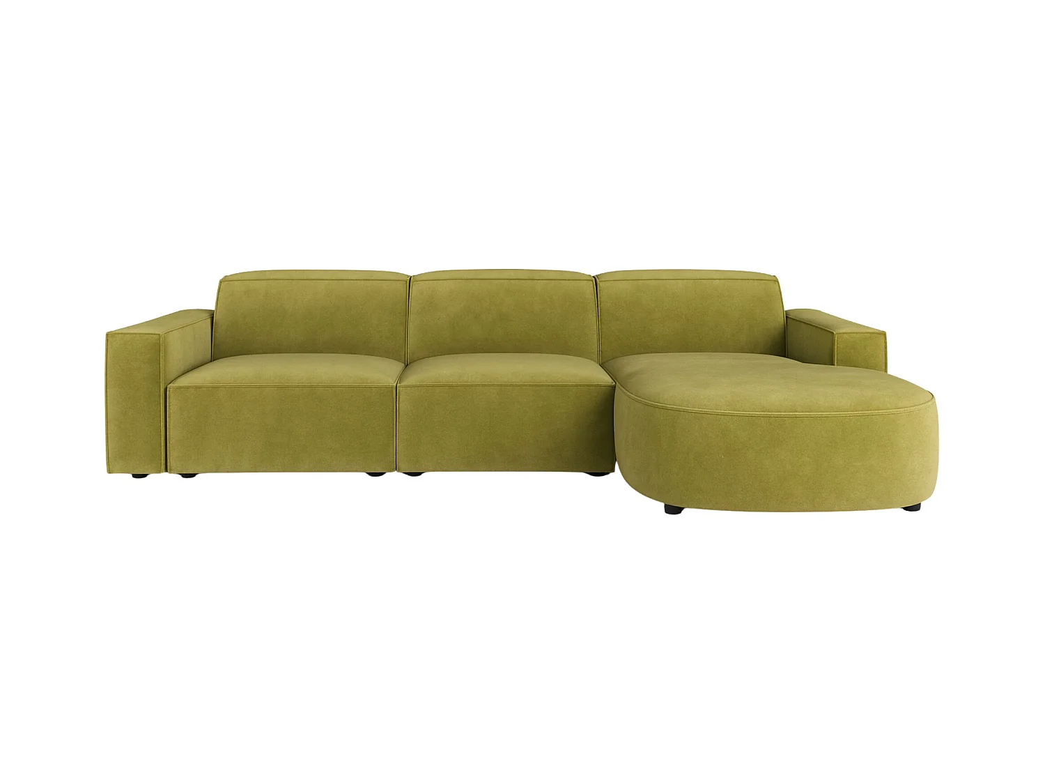 Canapé d'angle L-form Round Cursal, tissu Salvador, olive, droit