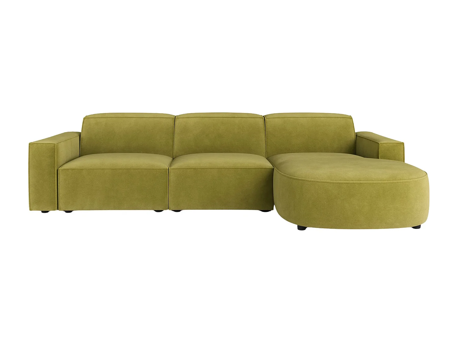 Canapé d'angle L-form Round Cursal, tissu Salvador, olive, droit