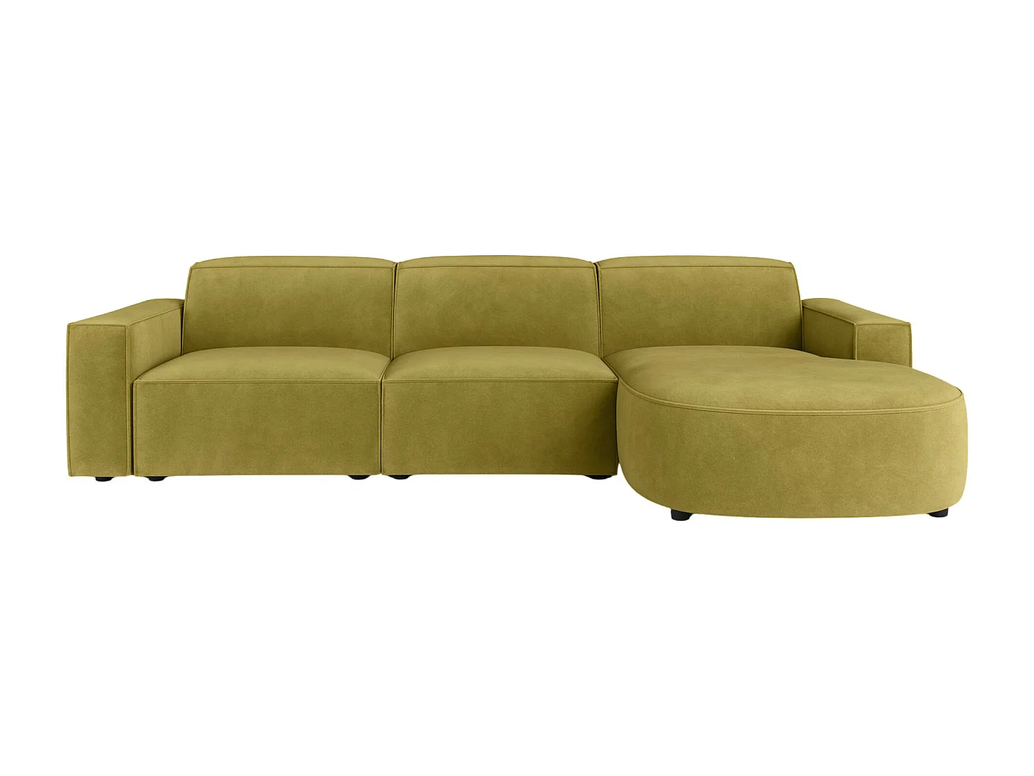 Hoekbank L-vorm Rond Cursal, stof Salvador, olijfgroen, rechts