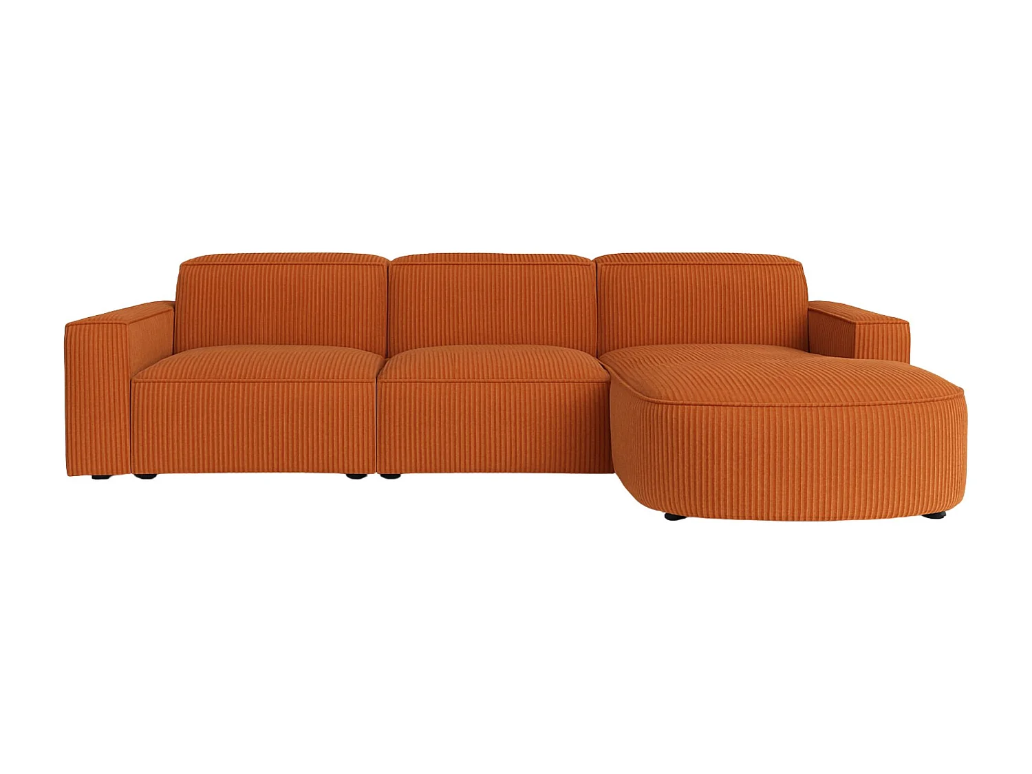 Canapé d'angle en L Round Cursal, tissu Poso, cuivre, droit