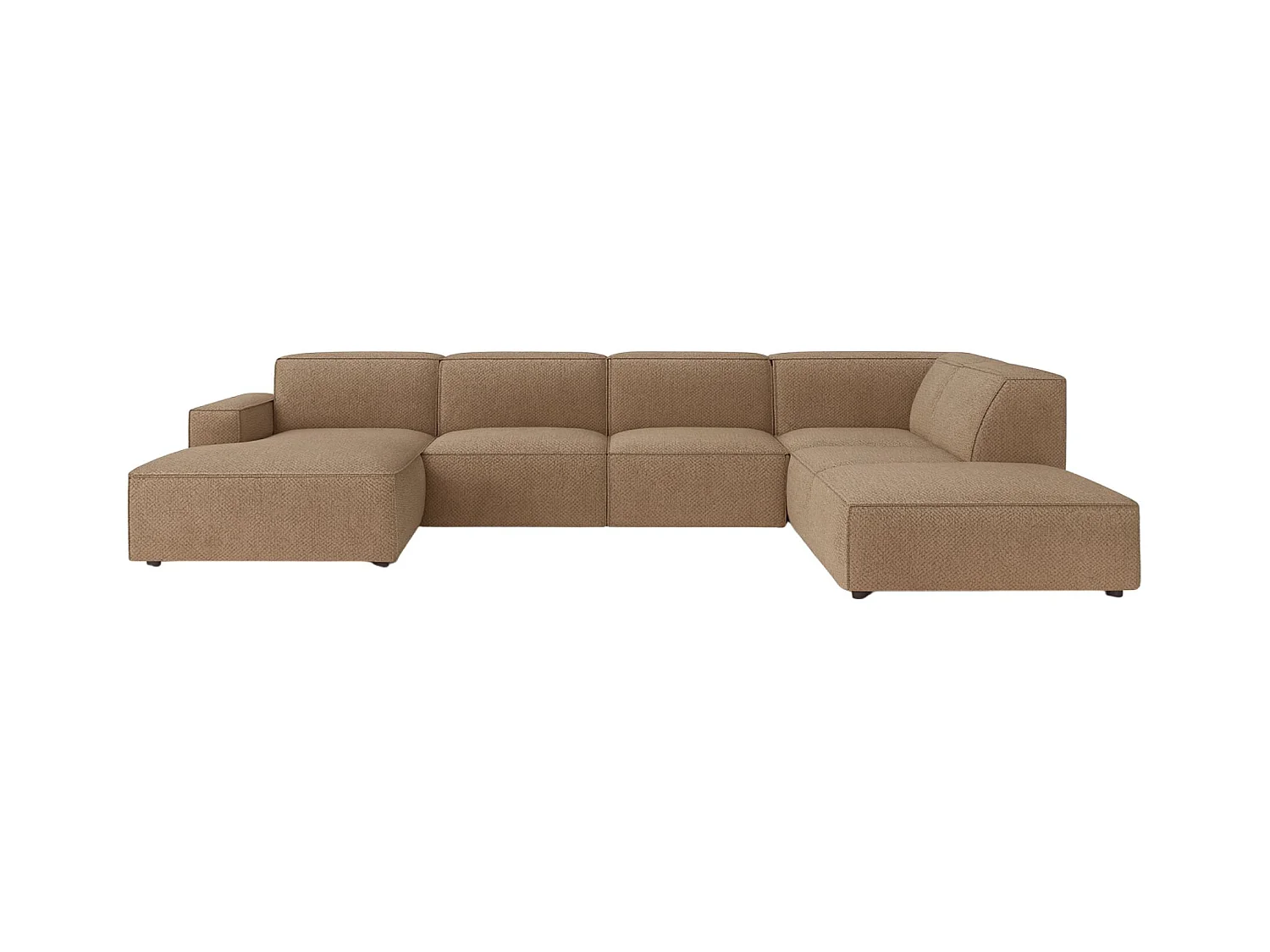 Ecksofa U-Form Cursal V, Stoff Artico, Beige, Rechts