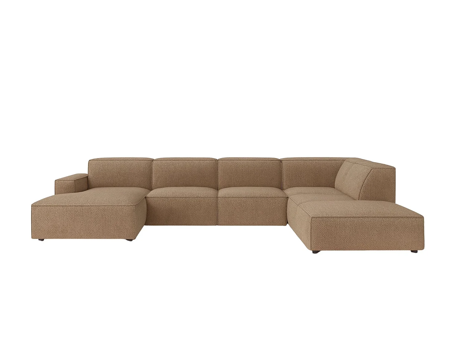 Grand canapé d'angle 6 places en tissu beige CURSAL