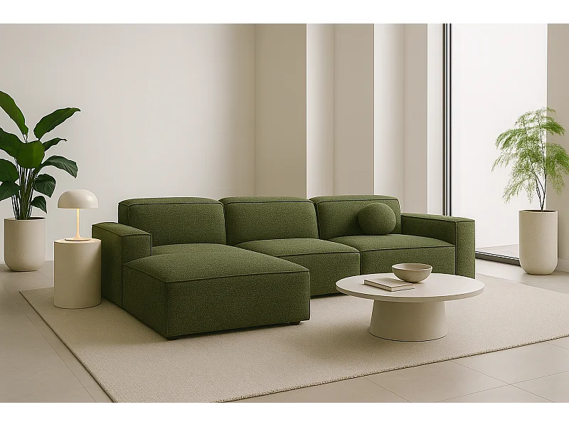 Hoekbank L-vorm Cursal, stof Artico, mos, links