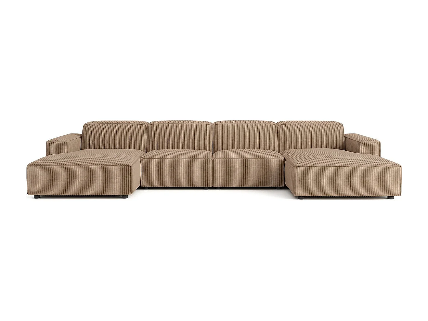 Canapé d'angle en U Cursal, tissu Poso, beige foncé