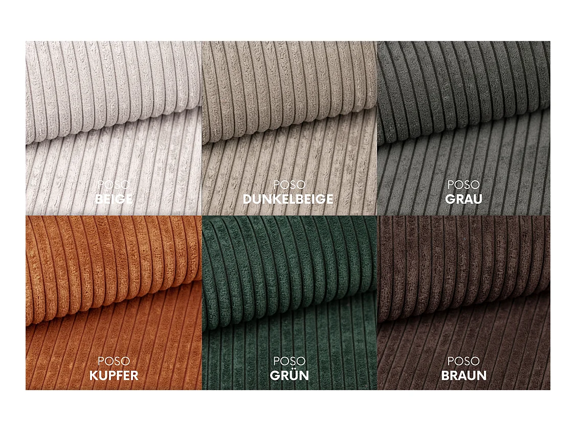 Canapé d'angle en U Round Cursal, tissu Poso, beige foncé