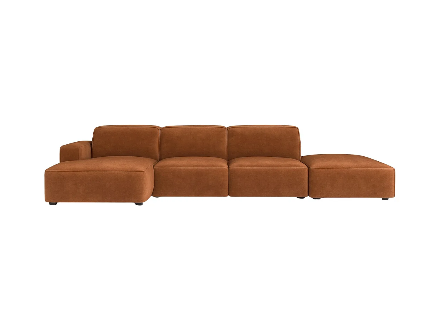 Ecksofa L-Form + Hocker Cursal, Stoff Salvador, Dunkelbraun, Links