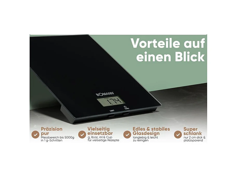 Balance de cuisine en verre Noir Bomann KW6085CB-Noir