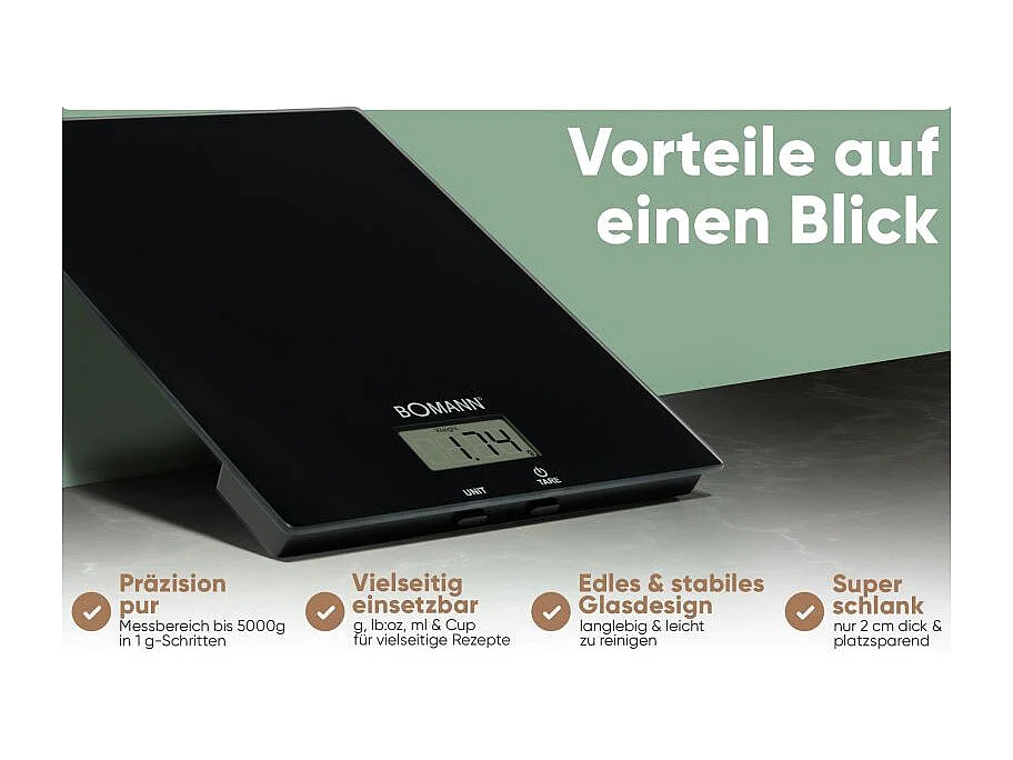 Balance de cuisine en verre Noir Bomann KW6085CB-Noir