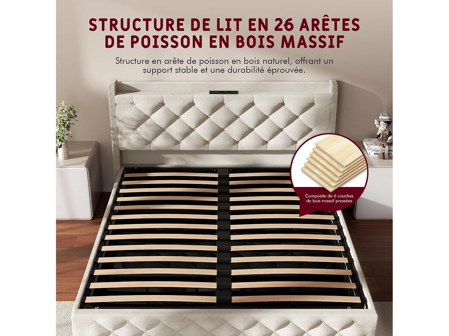 Hiazurm Boxspring 140x200 cm - Lit avec 680L d'Espace de Rangement - Tête de Lit Rembourrée en Velours - Éclairage LED RGB avec 64 Couleurs