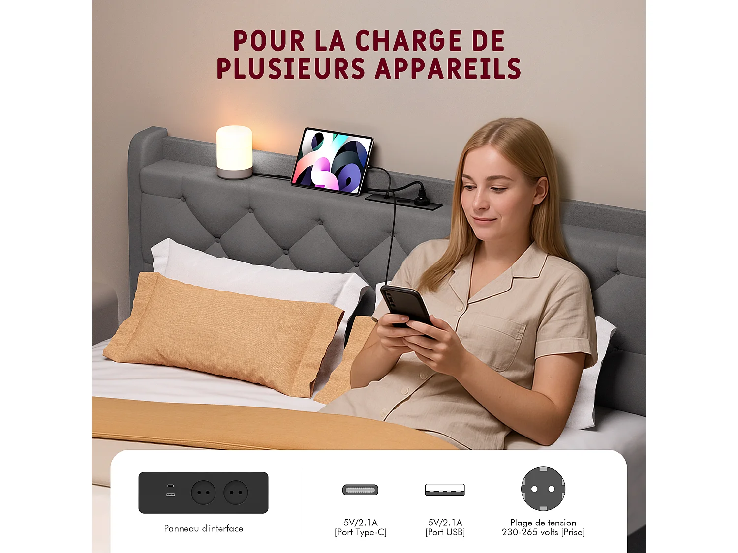 Hiazurm lit coffre 140x200 cm - Lit avec 680L d'Espace de Rangement - Tête de Lit Rembourrée en Velours - Éclairage LED RGB avec 64 Couleurs