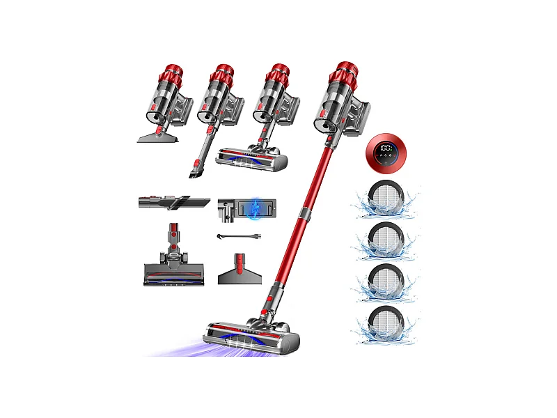 Hiazurm Aspirateur Sans Fil - Aspirateur à Main 65000Pa - 3 Niveaux de Puissance d'Aspiration - Écran LED - Autonomie de 20 à 70 Minutes - 1,8L