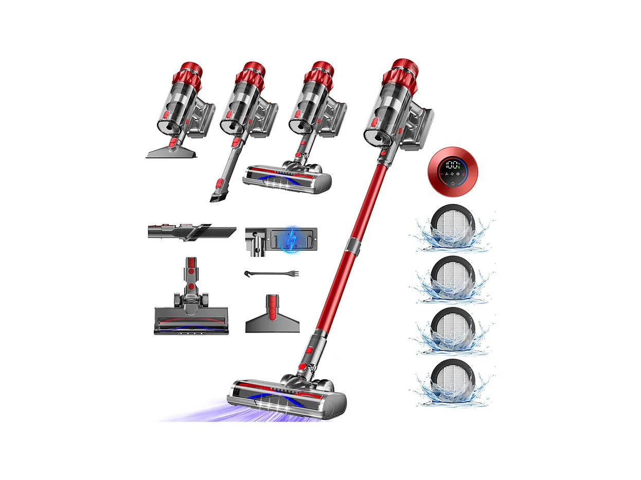 Hiazurm Aspirateur Sans Fil - Aspirateur à Main 65000Pa - 3 Niveaux de Puissance d'Aspiration - Écran LED - Autonomie de 20 à 70 Minutes - 1,8L