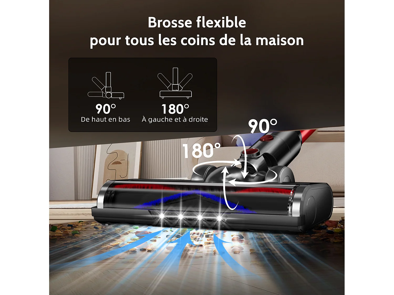 Hiazurm Aspirateur Sans Fil - Aspirateur à Main 65000Pa - 3 Niveaux de Puissance d'Aspiration - Écran LED - Autonomie de 20 à 70 Minutes - 1,8L