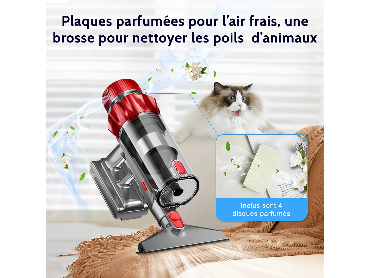 Hiazurm Aspirateur Sans Fil - Aspirateur à Main 65000Pa - 3 Niveaux de Puissance d'Aspiration - Écran LED - Autonomie de 20 à 70 Minutes - 1,8L