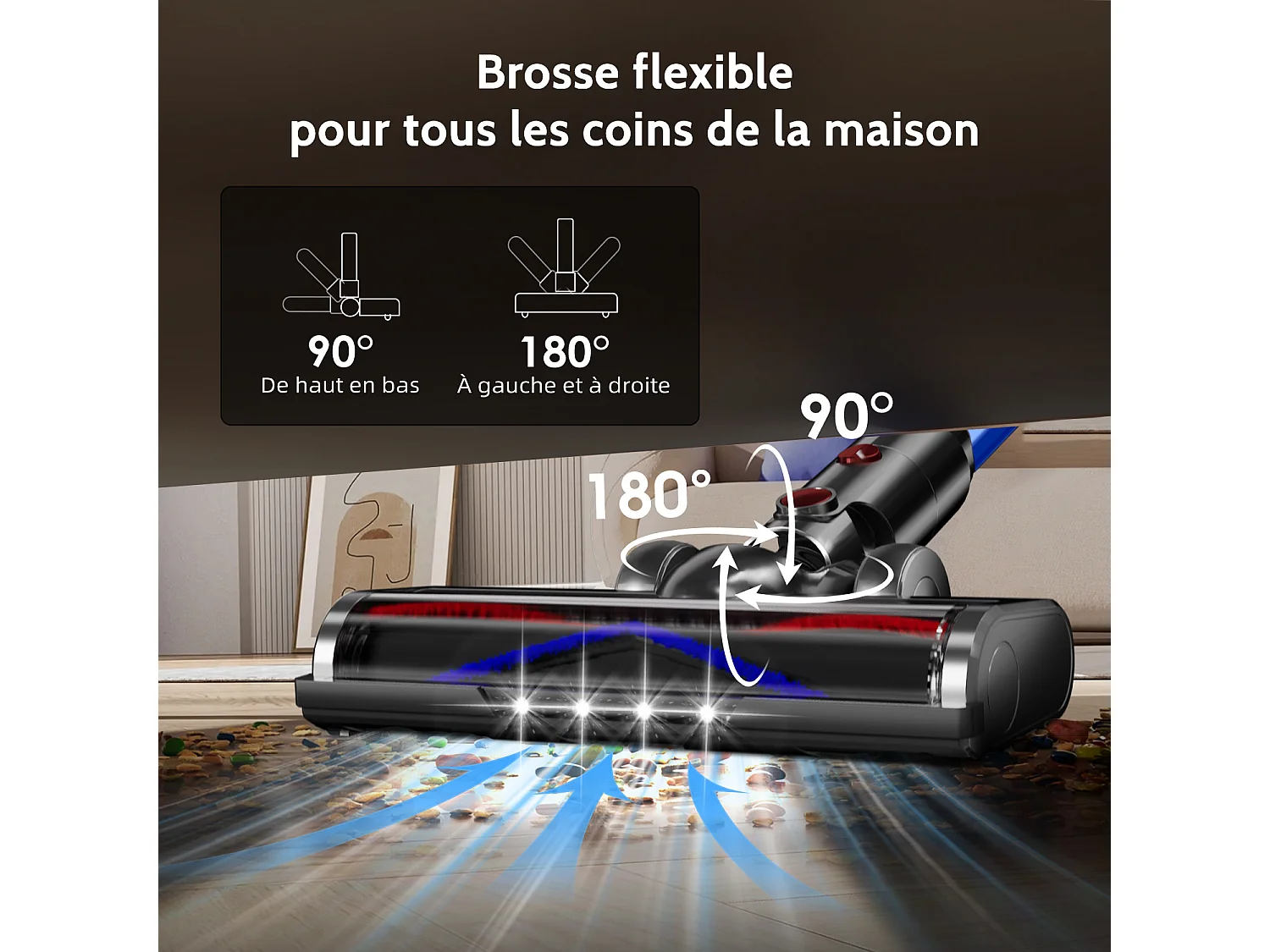 Hiazurm Aspirateur Sans Fil - Aspirateur à Main 65000Pa - 3 Niveaux de Puissance d'Aspiration - Écran LED - Autonomie de 20 à 70 Minutes - 1,8L