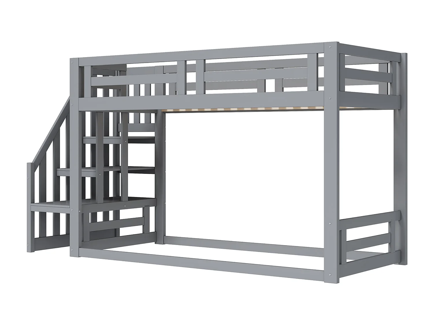 Cama infantil 90 x 200 cm, beliche baixo com escada de segurança