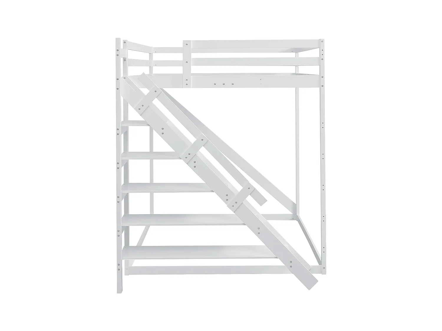 Cama alta infantil de 140 x 200 cm con escalera de seguridad