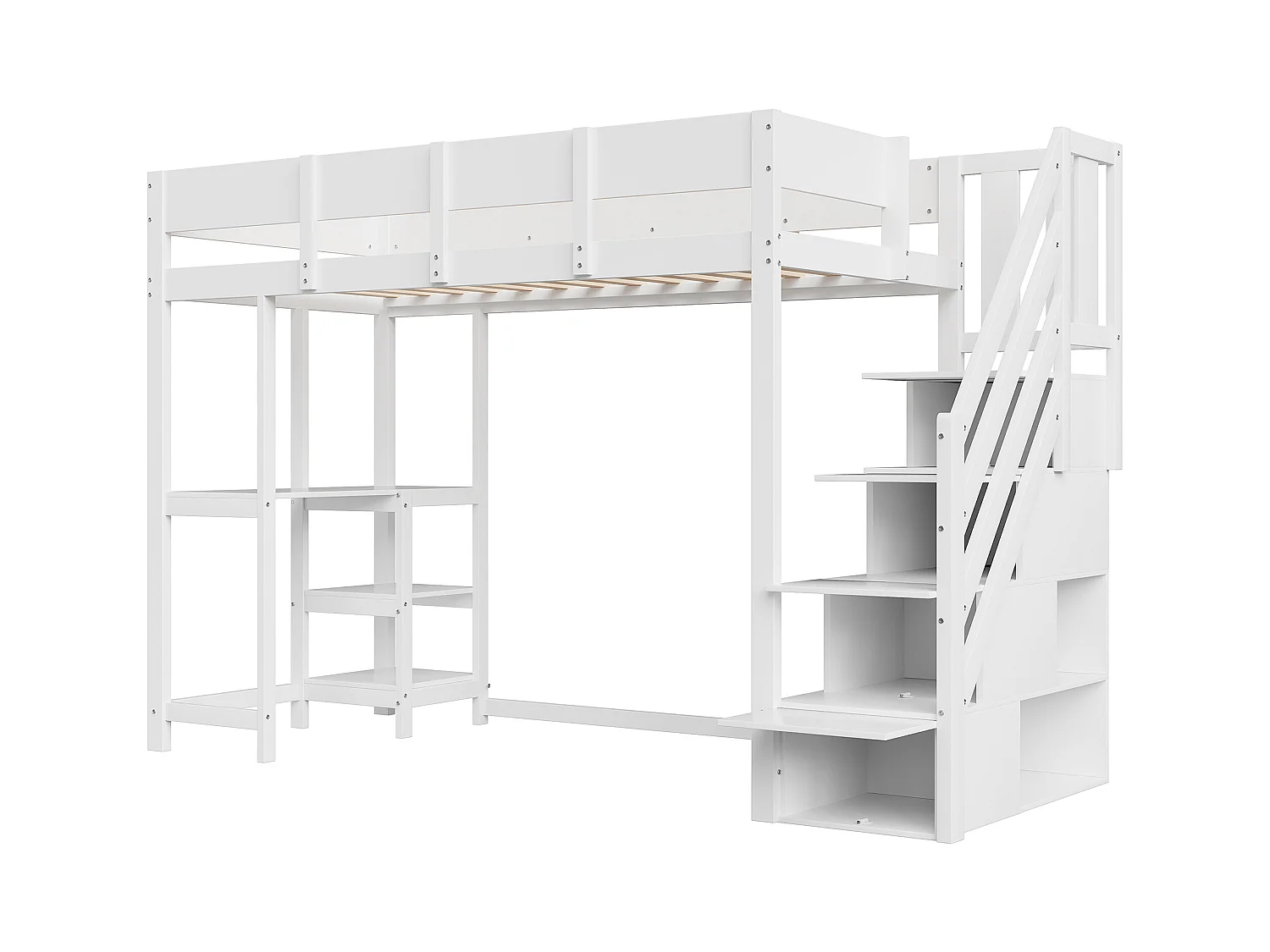 Letto a castello multifunzionale con spazio contenitore, letto a soppalco con ripiano