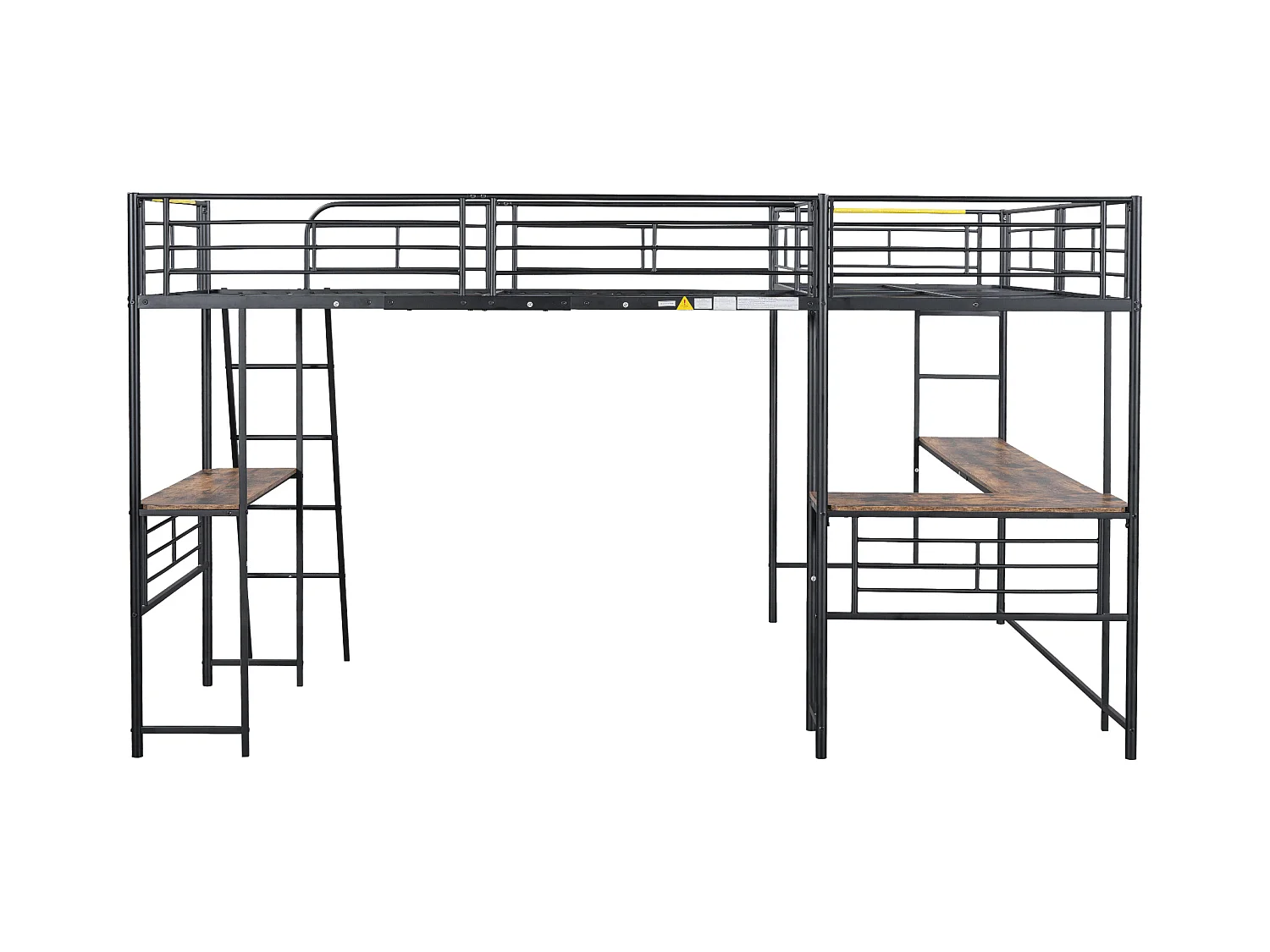 Lit mezzanine 90 x 200 cm, deux lits superposés, table sous le lit, double escalier