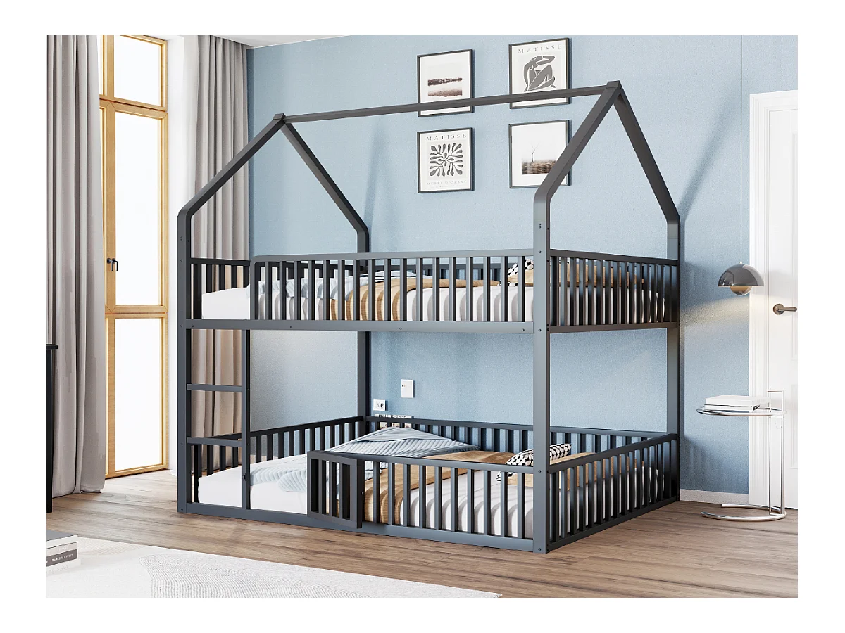 Letto a castello per bambini 140x200, letto matrimoniale in metallo, letto per famiglie per bambini, letto a castello