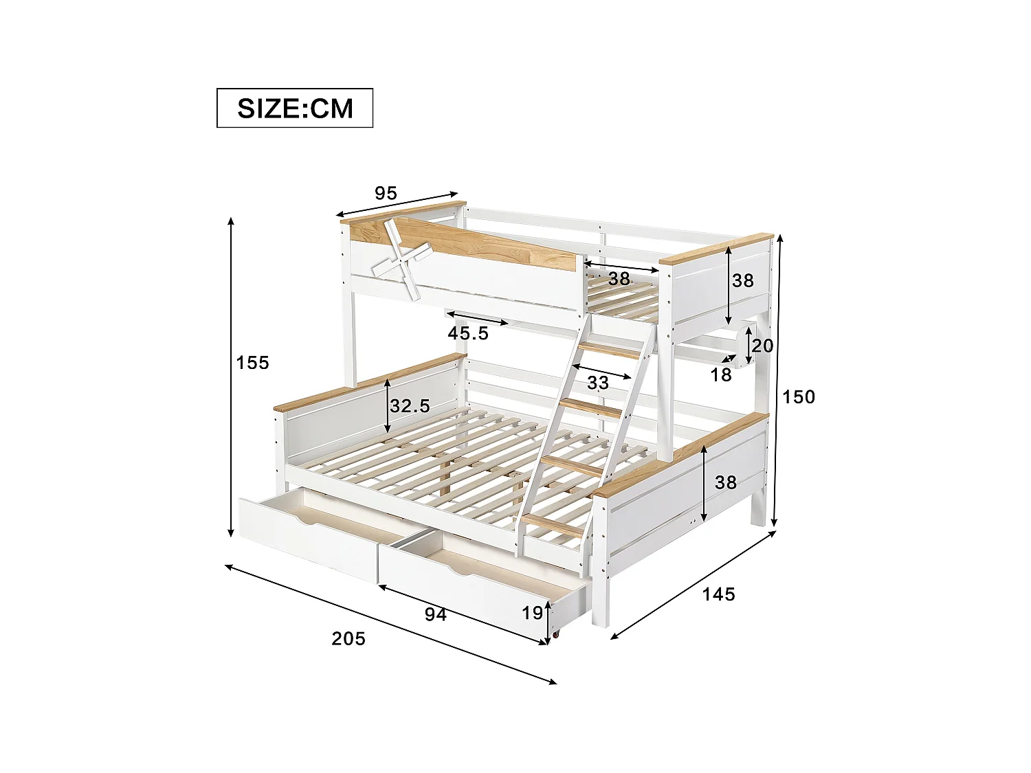 Etagenbett mit Windmühle, mit Regalen,Kinderbett,mit farblich abgesetztem Fallschutzgitter