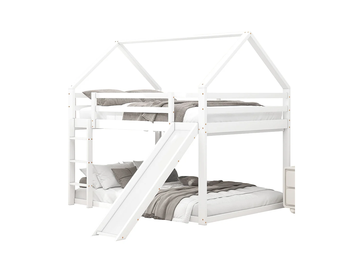 Doppelbett Kinderbett Hausbett Etagenbett mit Rutsche und Leiter