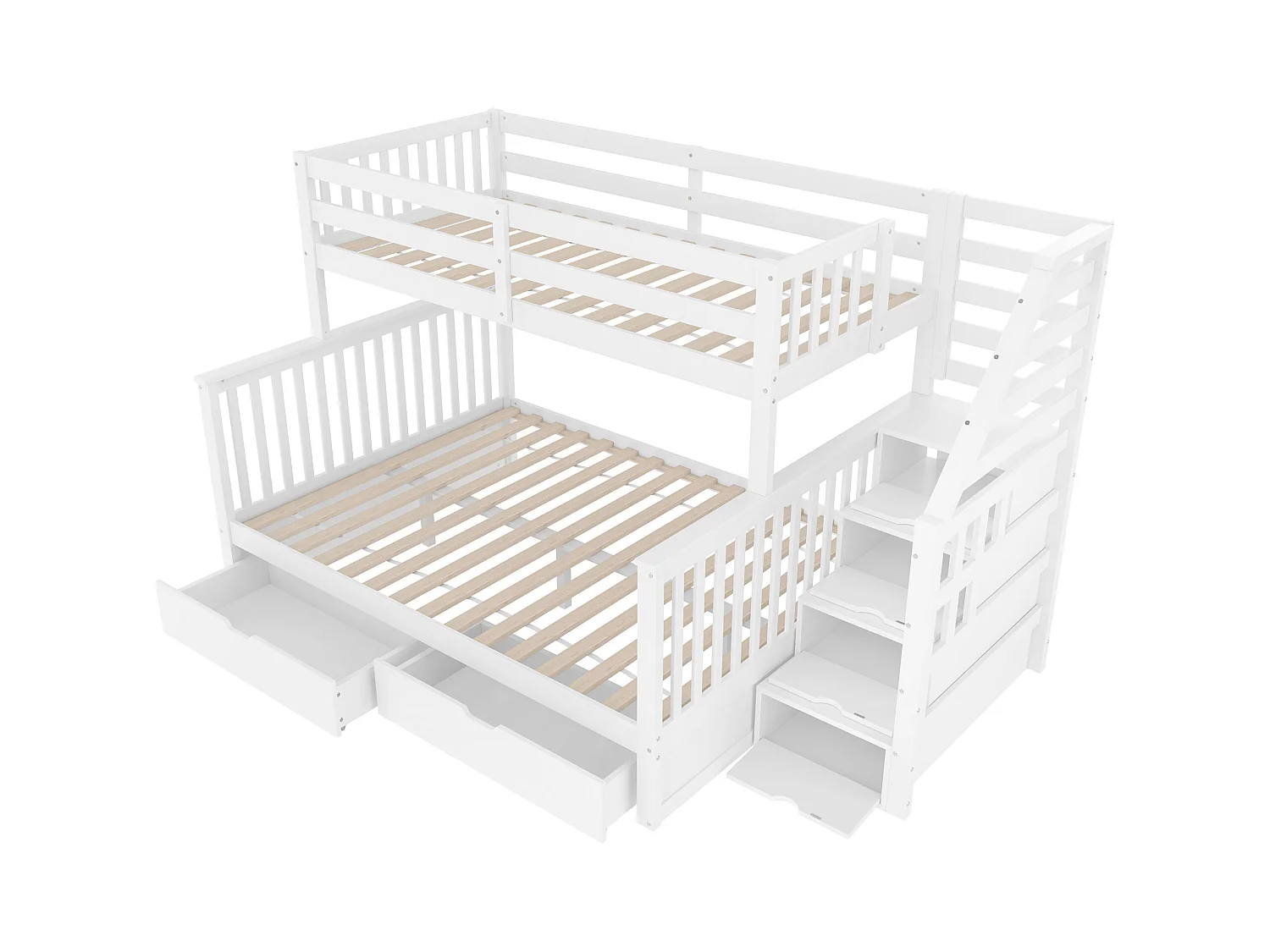 Beliche 90 x 200 cm + 140 x 200 cm com gavetas e espaço para arrumação