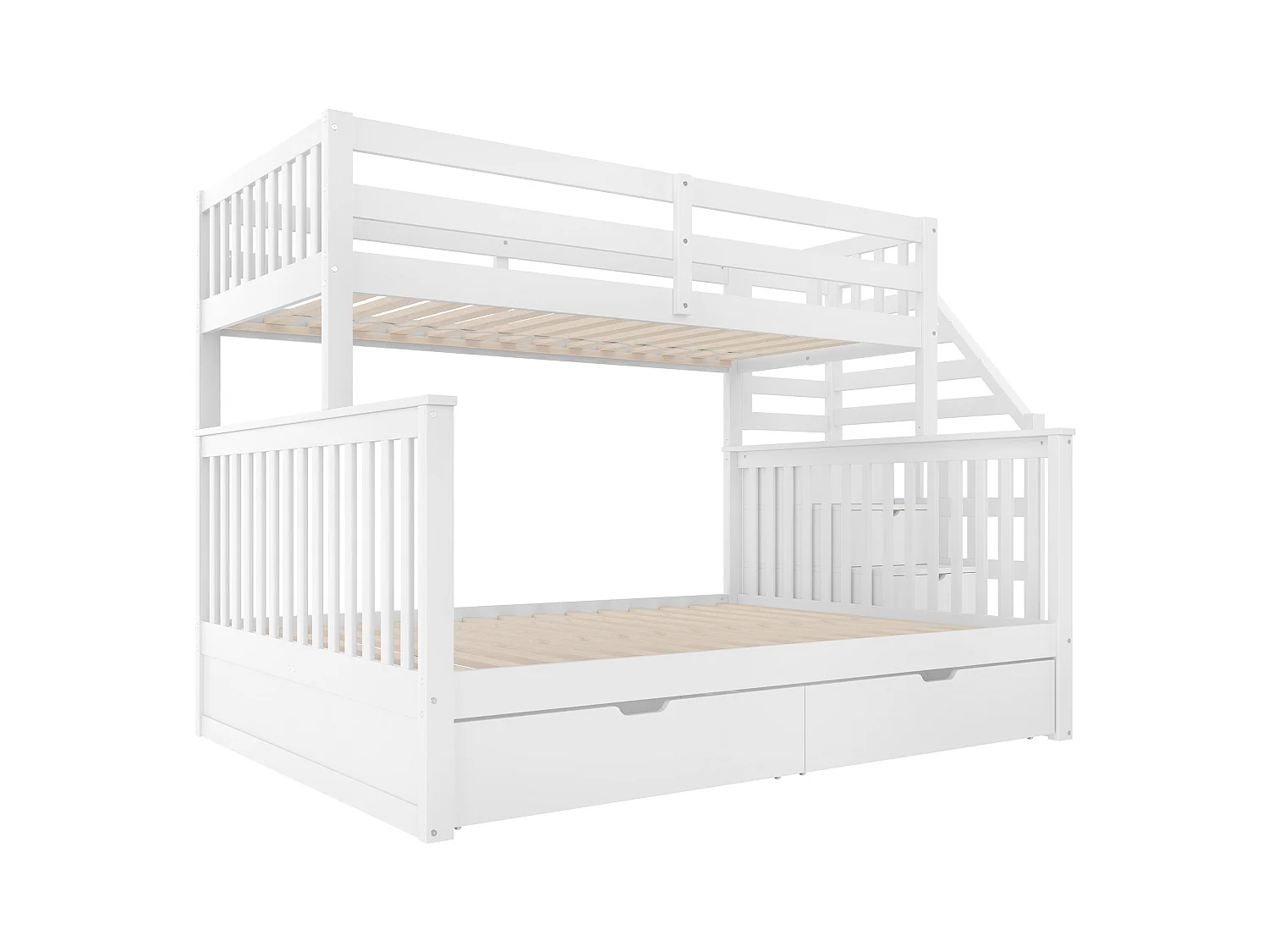 Beliche 90 x 200 cm + 140 x 200 cm com gavetas e espaço para arrumação