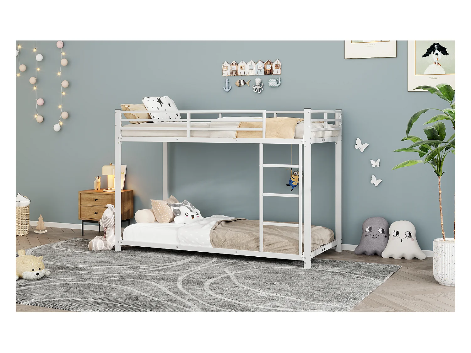 90*200 Kinderbetten, Etagenbetten, Eisenbetten, Eisenetagenbetten in klassischer Form,Weiß