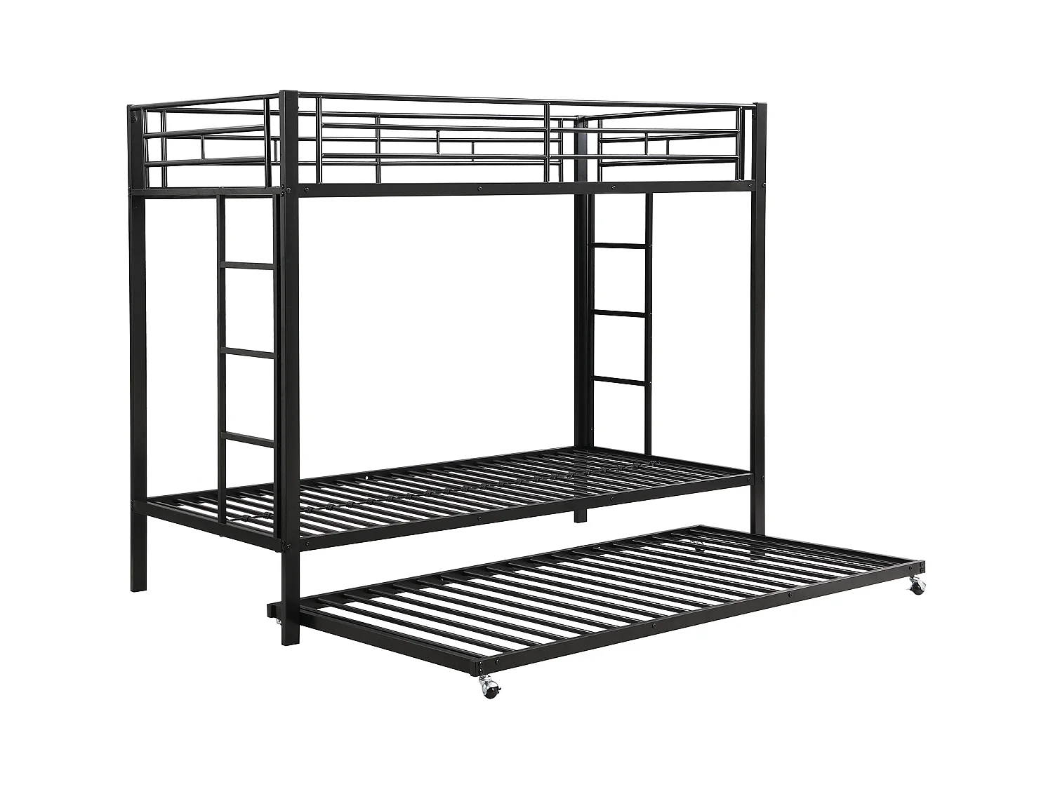 90*200cm Etagenbett, Eisenrahmenbett, Kinderbett, ausgestattet mit Ausziehbett