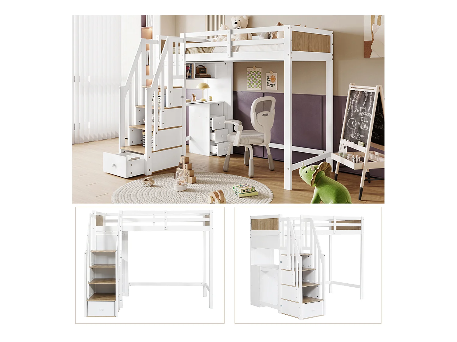 Etagenbett, Kinderbett, Mit farblich abgesetztem Fallschutzgitter