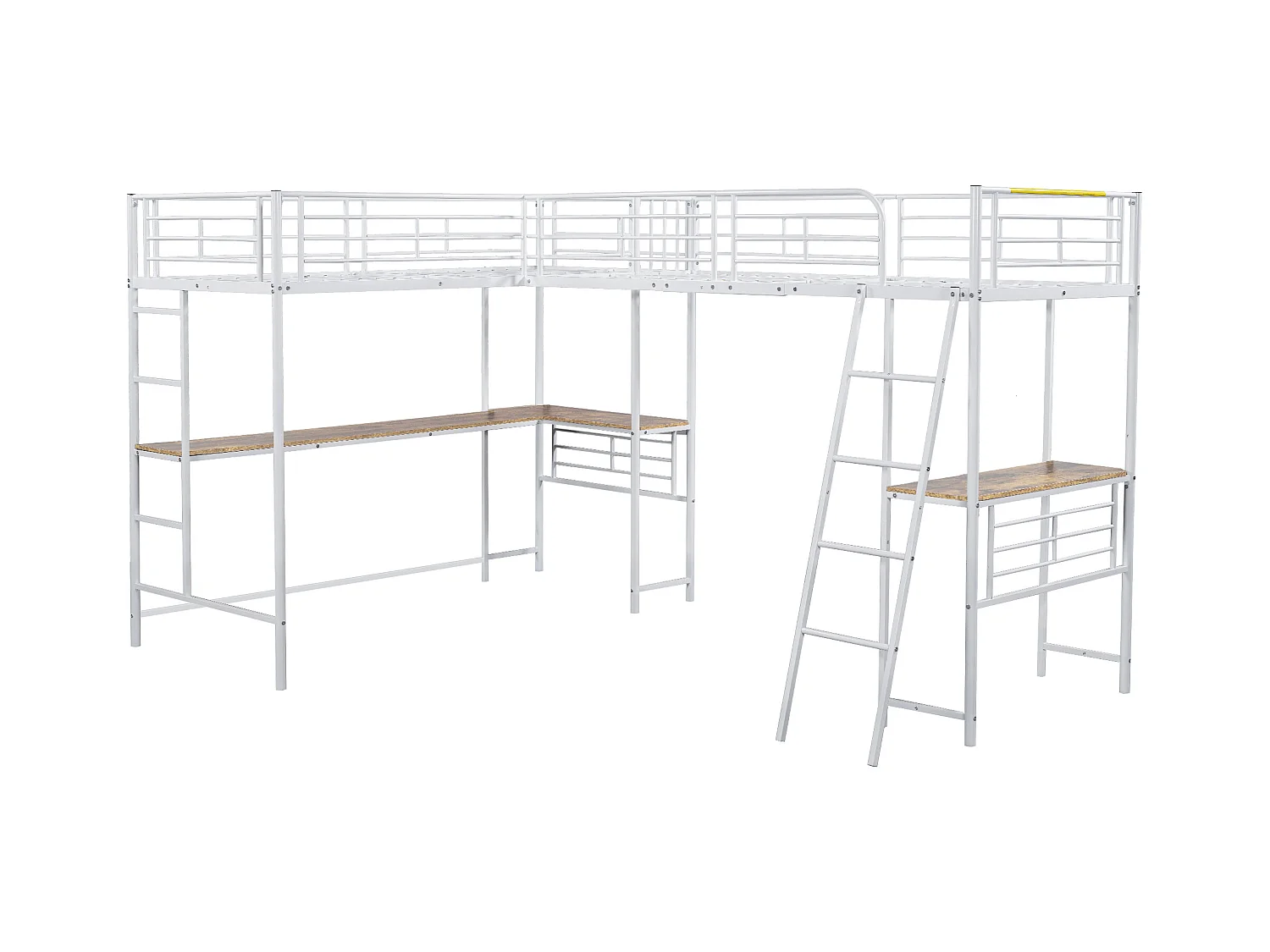 Lit mezzanine 90 x 200 cm, deux lits superposés, table sous le lit, double escalier