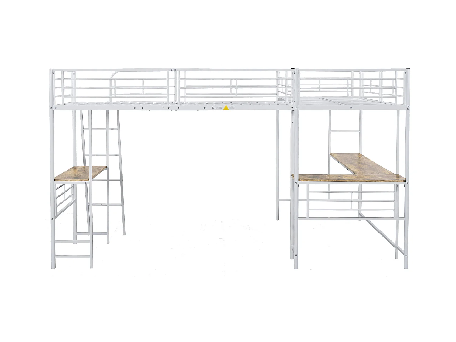 Lit mezzanine 90 x 200 cm, deux lits superposés, table sous le lit, double escalier