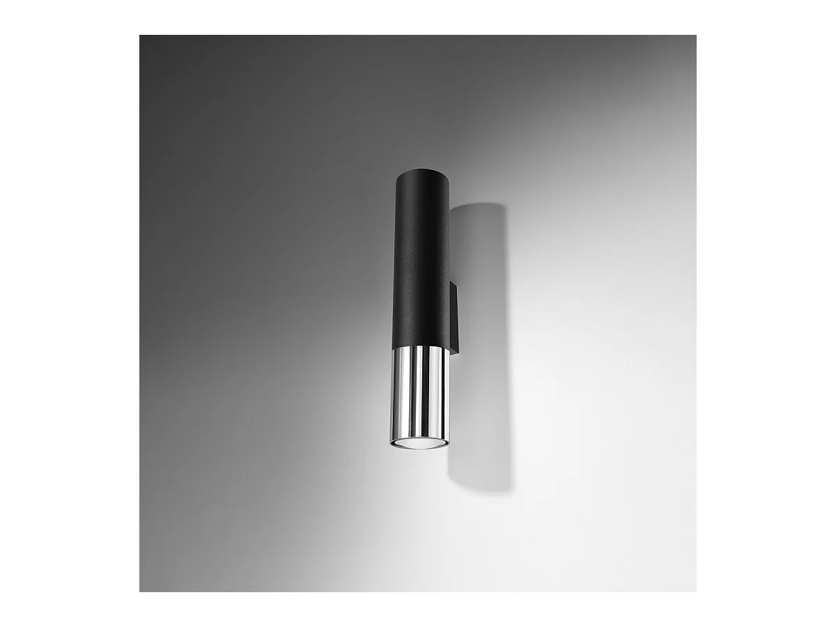 Appliques Zarpex moderne en acier - 2 sources lumineuses 4000K - L.6 x H.29 cm - noir/chromé