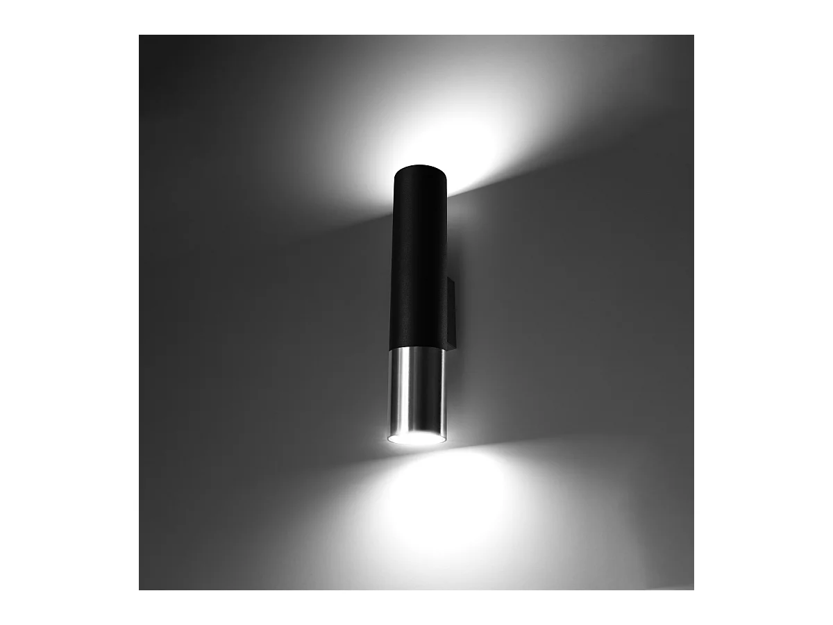 Appliques Zarpex moderne en acier - 2 sources lumineuses 4000K - L.6 x H.29 cm - noir/chromé