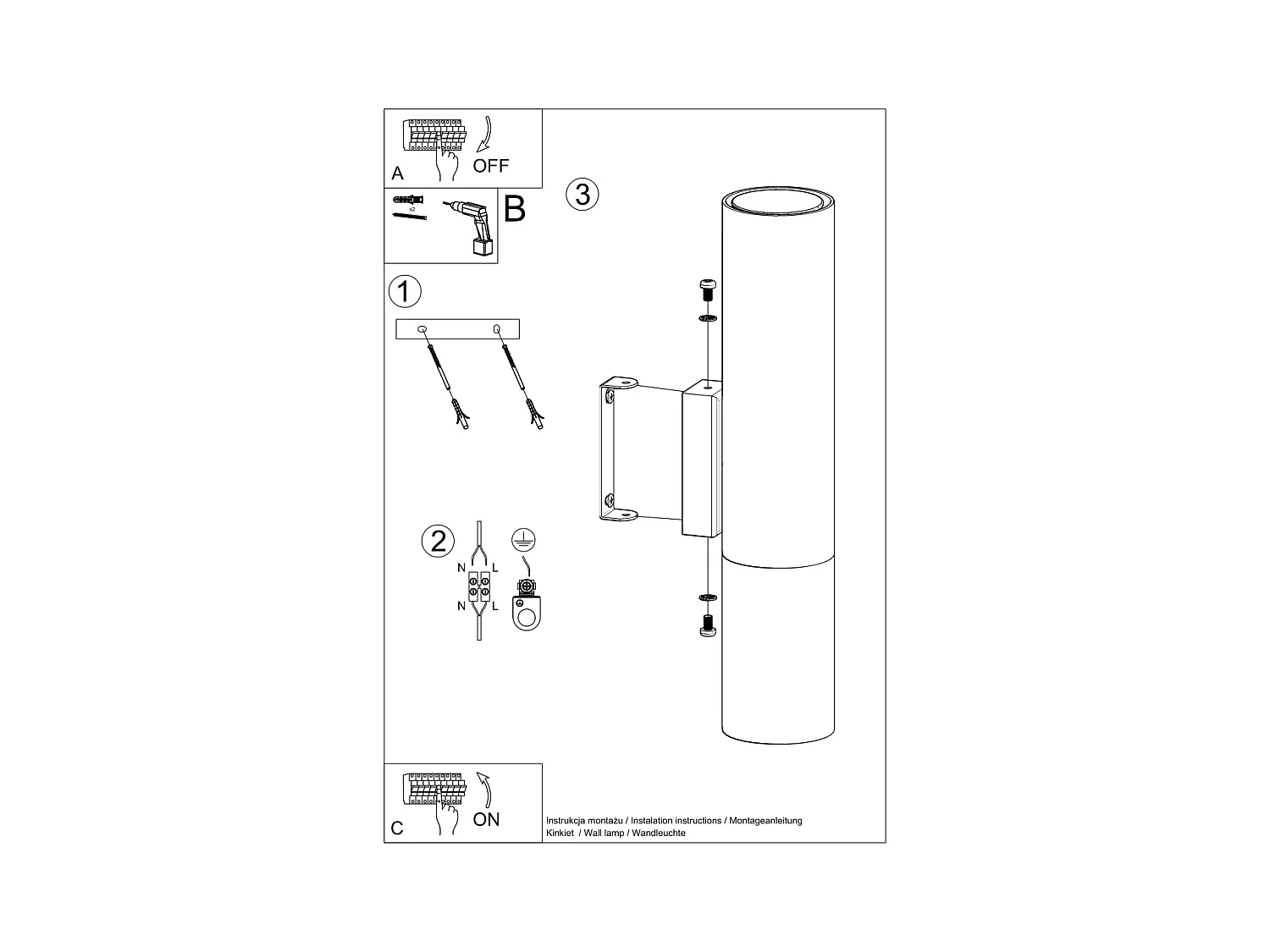 Appliques Zarpex moderne en acier - 2 sources lumineuses 4000K - L.6 x H.29 cm - noir/chromé