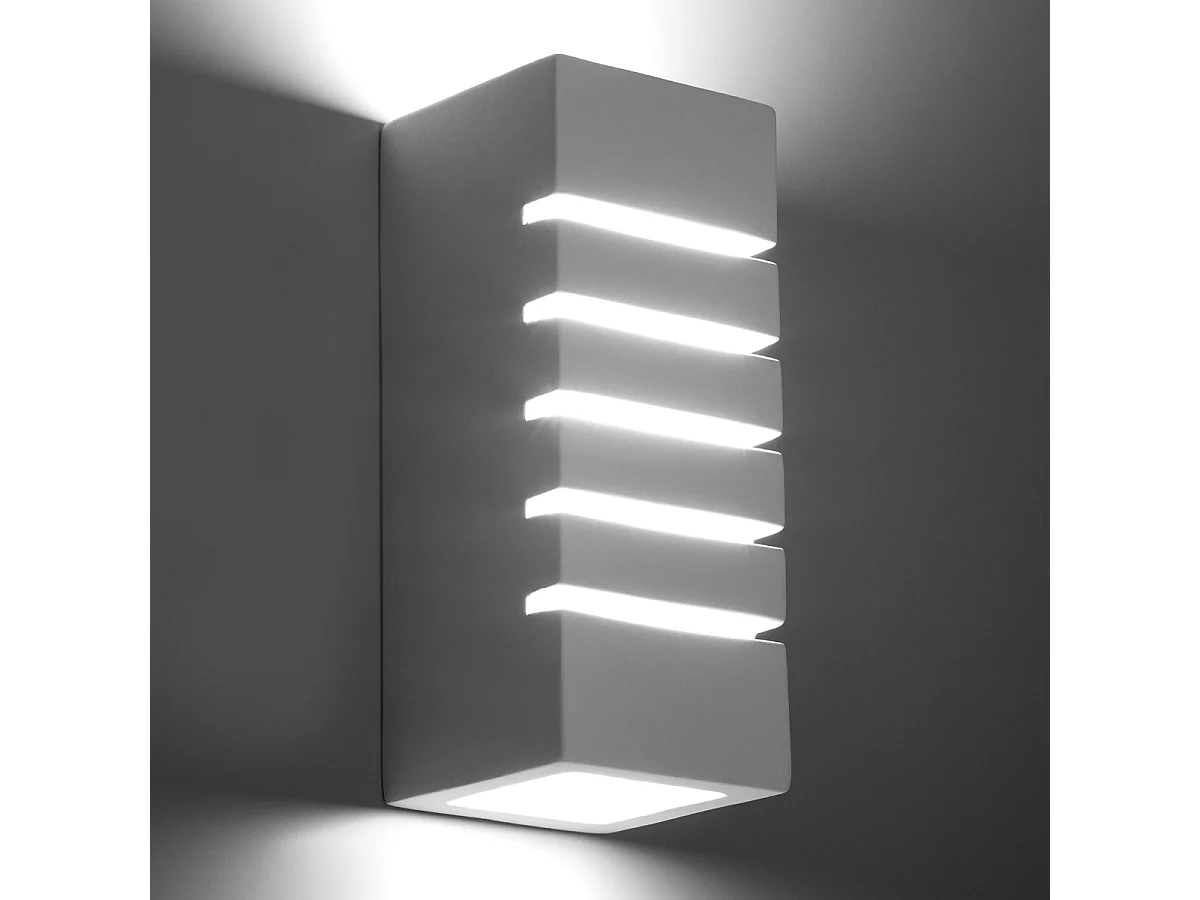 Appliques Flaam moderne en céramique/verre - 1 sources lumineuses 3000K - L.10,5 x H.26 cm - blanc