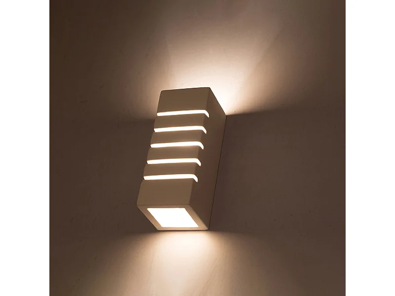 Appliques Flaam moderne en céramique/verre - 1 sources lumineuses 3000K - L.10,5 x H.26 cm - blanc