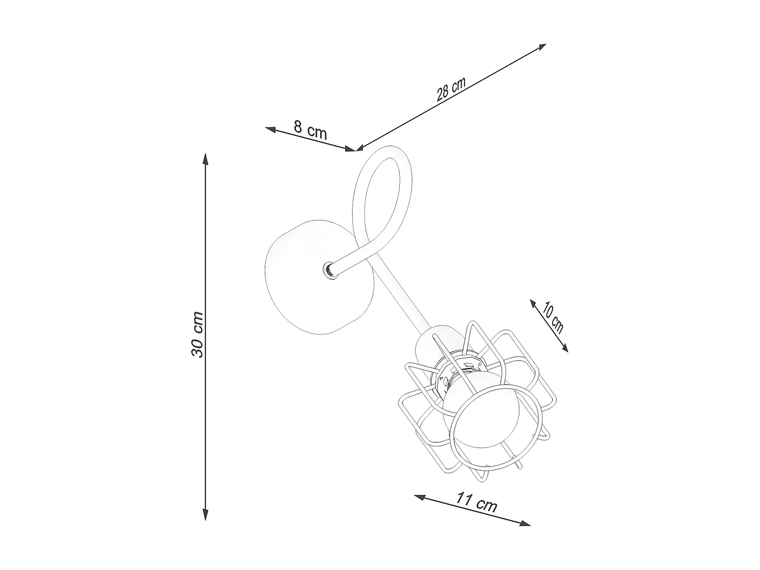 Appliques Celubi moderne en acier - 1 sources lumineuses 4000K - L.15 x H.30 cm - noir