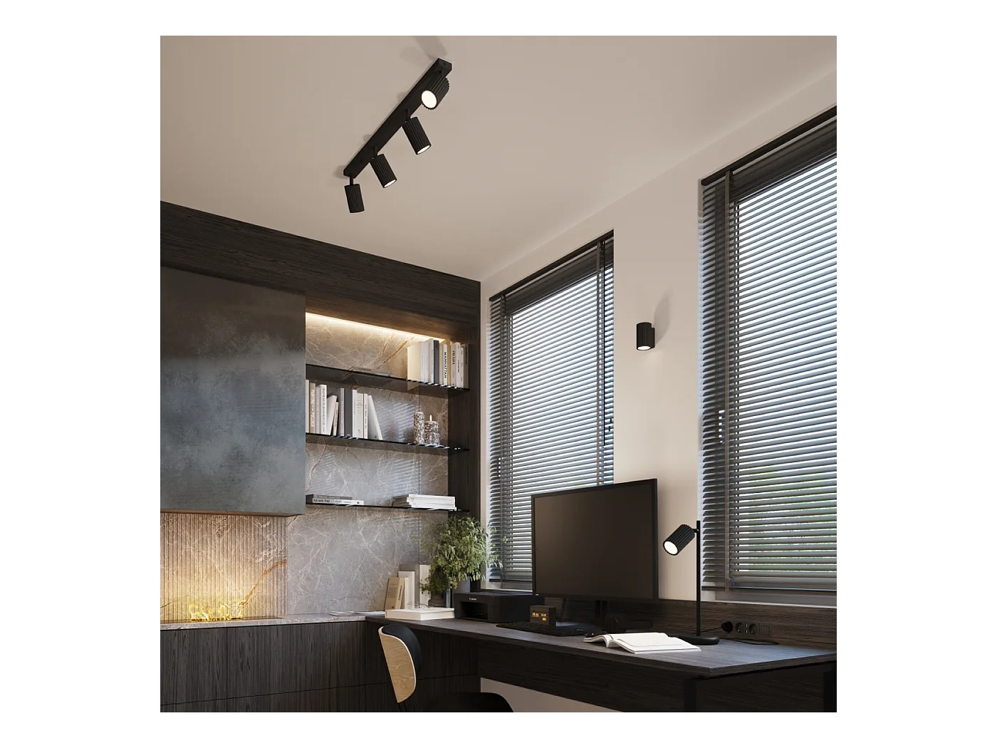 Wandlamp Gloow minimalistisch van  - 1 lichtbronnen 4000K - L.6,5 x H.10 cm - zwart