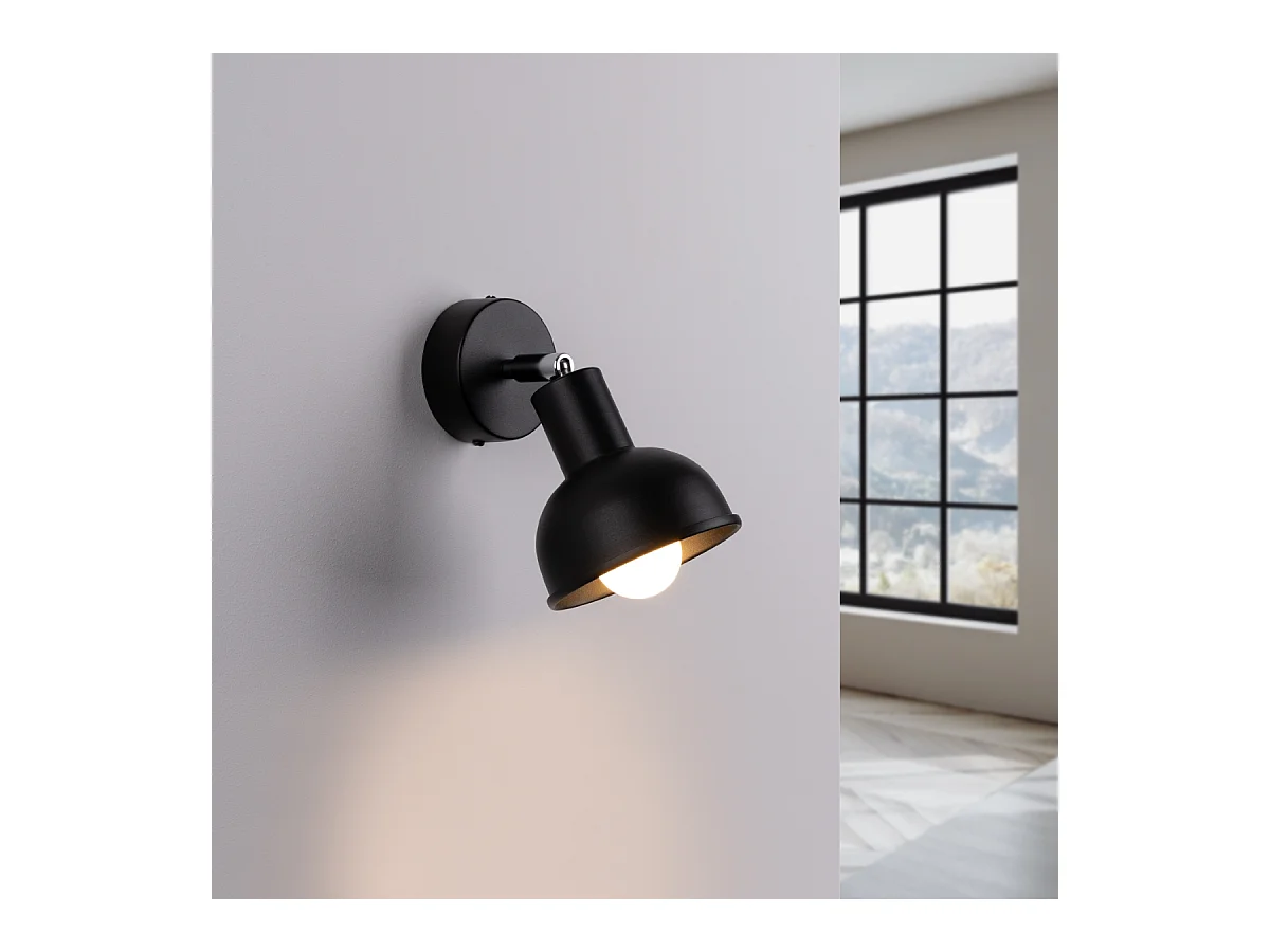 Candeeiros de parede Zenda sótão, aço - 1 fontes de luz 4000K - L.19 x H.17 cm - preto