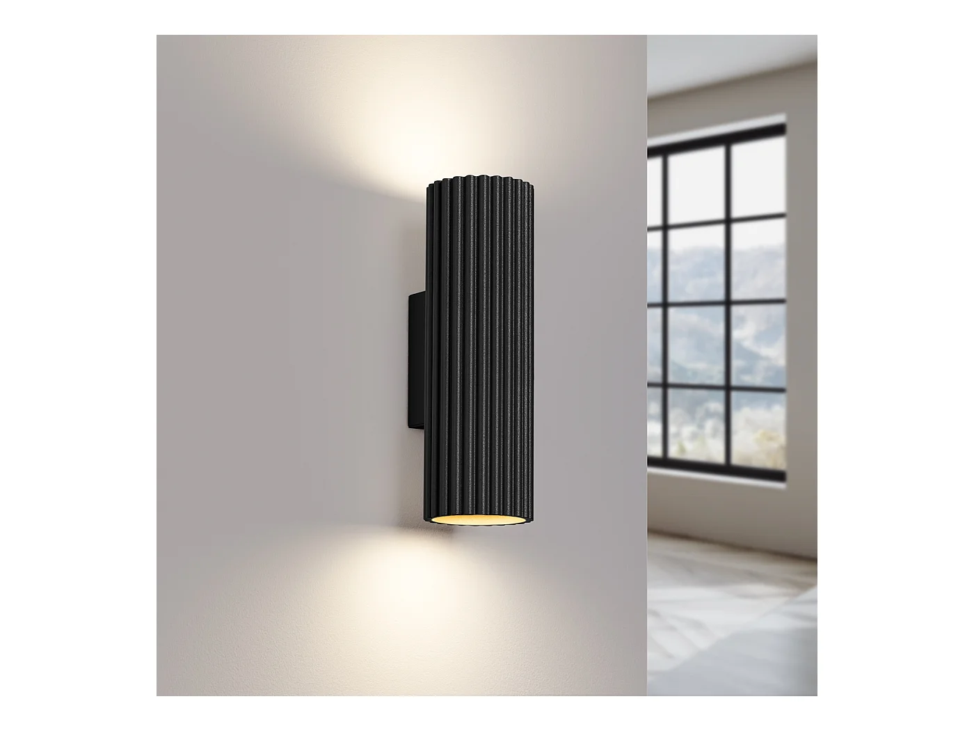 Wandlamp Gloow minimalistisch van  - 2 lichtbronnen 4000K - L.6,5 x H.20 cm - zwart